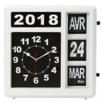 Horloge Murale À Chiffres Sautants Avec Calendrier - 31 X 31 Cm - Français (WC107)