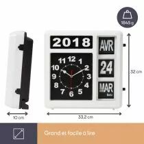 Horloge Murale &Agrave; Chiffres Sautants Avec Calendrier - 31 X 31 Cm - Fran&ccedil;ais (WC107)
