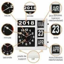 Horloge Murale &Agrave; Chiffres Sautants Avec Calendrier - 31 X 31 Cm - N&eacute;erlandais (WC106)