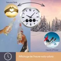 Horloge Murale En Aluminium Avec 3 Fuseaux Horaires - &Oslash; 45.5 Cm (WC109)