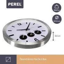 Horloge Murale En Aluminium Avec 3 Fuseaux Horaires - &Oslash; 45.5 Cm (WC109)