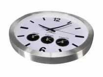 Horloge Murale En Aluminium Avec 3 Fuseaux Horaires - &Oslash; 45.5 Cm (WC109)