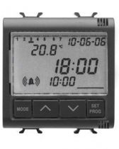 Horloge-réveil-thermométre - 230v ac 50/60hz - 2 modules - noir - chorus
