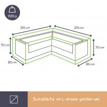 HOUSSE D\'EXTÉRIEUR POUR POUR SALON DE JARDIN EN L - 215 cm (OCLSL215)