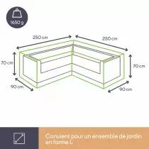 HOUSSE D\'EXT&Eacute;RIEUR POUR POUR SALON DE JARDIN EN L - 250 cm (OCLSL250)