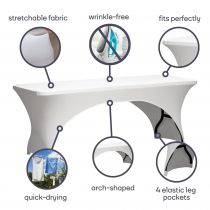 HOUSSE EXTENSIBLE POUR TABLE RECTANGULAIRE - ARQUÉ -  BLANC