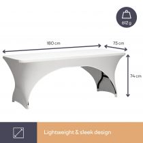 HOUSSE EXTENSIBLE POUR TABLE RECTANGULAIRE - ARQUÉ -  BLANC