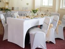 HOUSSE EXTENSIBLE POUR TABLE RECTANGULAIRE - ARQUÉ -  BLANC