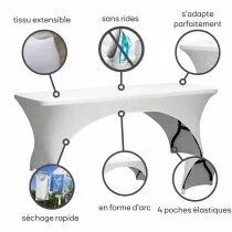 HOUSSE EXTENSIBLE POUR TABLE RECTANGULAIRE - ARQU&Eacute; -  BLANC
