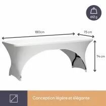 HOUSSE EXTENSIBLE POUR TABLE RECTANGULAIRE - ARQU&Eacute; -  BLANC