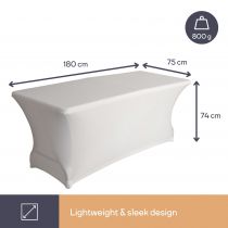 HOUSSE EXTENSIBLE POUR TABLE RECTANGULAIRE - BLANC (FP410)