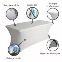HOUSSE EXTENSIBLE POUR TABLE RECTANGULAIRE - BLANC (FP410)