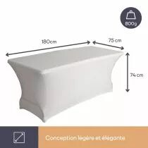 HOUSSE EXTENSIBLE POUR TABLE RECTANGULAIRE - BLANC (FP410)