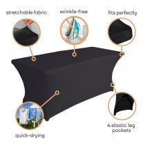 HOUSSE EXTENSIBLE POUR TABLE RECTANGULAIRE - NOIR (FP411)