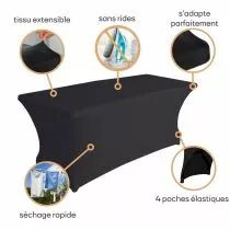 HOUSSE EXTENSIBLE POUR TABLE RECTANGULAIRE - NOIR (FP411)