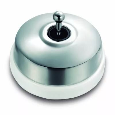 Interrupteur Dimbler va-et-vient en m�tal couleur chrome brillant, corps en porcelaine blanche (60308682)