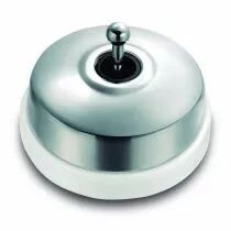 Interrupteur Dimbler va-et-vient en m&eacute;tal couleur chrome brillant, corps en porcelaine blanche (60308682)