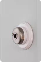 Interrupteur Dimbler va-et-vient en m&eacute;tal couleur chrome brillant, corps en porcelaine blanche (60308682)