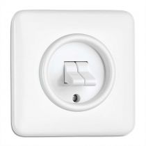 Interrupteur double simple allumage en bakelite/duroplaste blanc (100572)