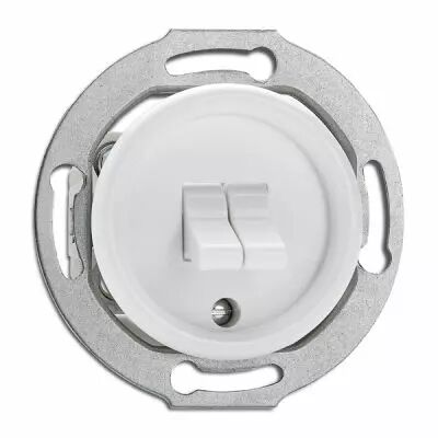 Interrupteur double va-et-vient en bak�lite blanche pour cache en verre (100574)