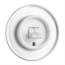 Interrupteur double va-et-vient en bakélite blanche pour cache en verre (100574)