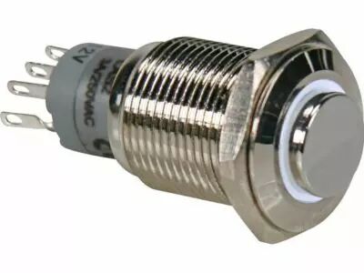 Interrupteur m�tallique rond haut spdt 1no 1nc - anneau blanc (R1710W)
