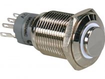 Interrupteur métallique rond haut spdt 1no 1nc - anneau blanc (R1710W)