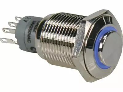 Interrupteur m�tallique rond haut spdt 1no 1nc - anneau bleu (R1710B)