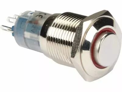 Interrupteur m�tallique rond haut spdt 1no 1nc - anneau rouge (R1710R)