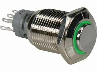 Interrupteur m�tallique rond haut spdt 1no 1nc - anneau vert (R1710G)