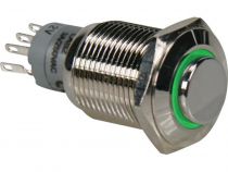 Interrupteur métallique rond haut spdt 1no 1nc - anneau vert (R1710G)