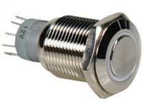 Interrupteur mtallique rond spdt 1no 1nc - anneau blanc (R1610W)
