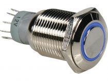 Interrupteur métallique rond spdt 1no 1nc - anneau bleu (R1610B)