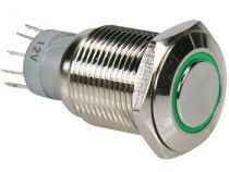 Interrupteur métallique rond spdt 1no 1nc - anneau vert (R1610G)