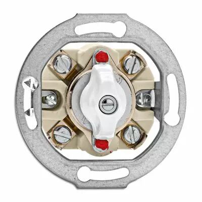 Interrupteur rotatif commande pour volet roulant bakelite blanche pour cache en verre (100669)