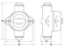 Interrupteur rotatif va-et-vient apparent boite de derivation verticale ip44 bakelite (100832)