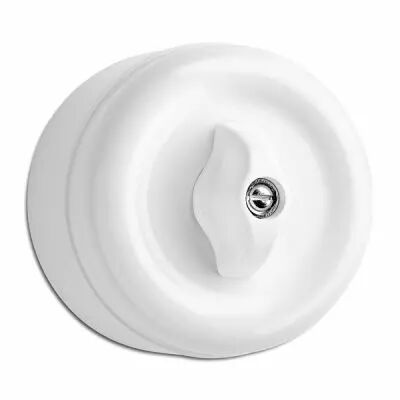Interrupteur rotatif va-et-vient en saille, bakelite blanche (186889)