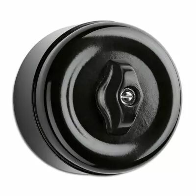 Interrupteur rotatif va-et-vient en saille, bakelite noire (186892)
