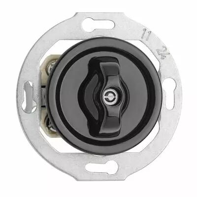 Interrupteur rotatif va-et-vient THPG porcelaine noire (174006)