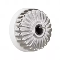 Interrupteur va-et-vient Dimbler en porcelaine blanche avec d&ocirc;me charlotte et manette chrom&eacute; brillante