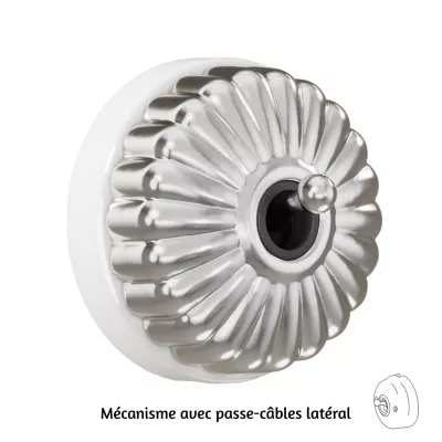 Interrupteur va-et-vient Dimbler en porcelaine blanche avec d�me charlotte et manette chrom� brillante porcelaine blanche, avec 