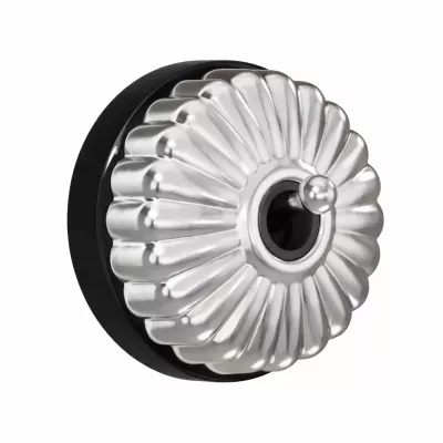 Interrupteur va-et-vient Dimbler en porcelaine noire avec d�me charlotte et manette chrom� brillante