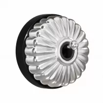 Interrupteur va-et-vient Dimbler en porcelaine noire avec d&ocirc;me charlotte et manette chrom&eacute; brillante