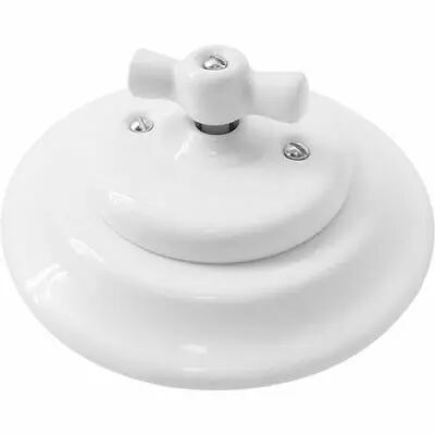 Interrupteur va et vient rotatif encastrable en porcelaine blanche - Retrocharm