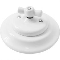 Interrupteur va et vient rotatif encastrable en porcelaine blanche - Retrocharm