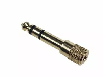 Jack femelle 3.5mm stereo vers jack male 6.35mm stereo - dore (CAA30)