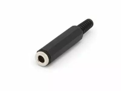Jack femelle 6.35mm mono nickele noir avec capot en caoutchouc (CA033H)