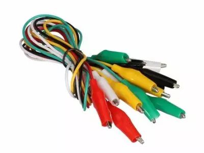 Jeu De 10 Cordons (50 Cm, 5 Couleurs) Avec Pinces Crocodiles Isol�es - 27 Mm (CM11N)