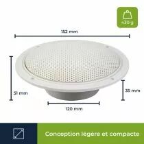 Jeu de 2 haut-parleurs coniques 5 avec grilles & resistant a l\'eau 80w / 8 ohm (1 paire) (VDSWPS5N)