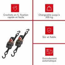 JEU DE 2 x SANGLE D\'ARRIMAGE &Agrave; CLIQUET - 300 kg - 3 m x 25 mm (ARAT11X2)
